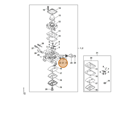 STIHL part 4147-121-3501 — IPL diagram snippet (6x zoom, amber highlight)