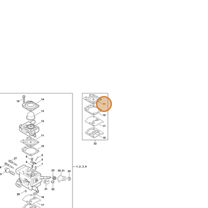 STIHL part 4147-121-4700 — IPL diagram snippet (6x zoom, amber highlight)