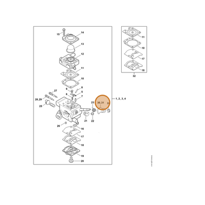 STIHL part 4147-121-6600 — IPL diagram snippet (6x zoom, amber highlight)