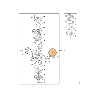 STIHL part 4147-121-6602 — IPL diagram snippet (6x zoom, amber highlight)
