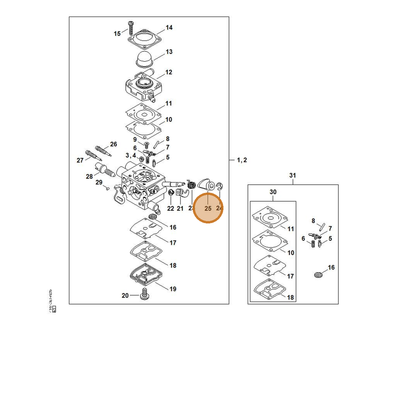 STIHL part 4147-121-6605 — IPL diagram snippet (6x zoom, amber highlight)