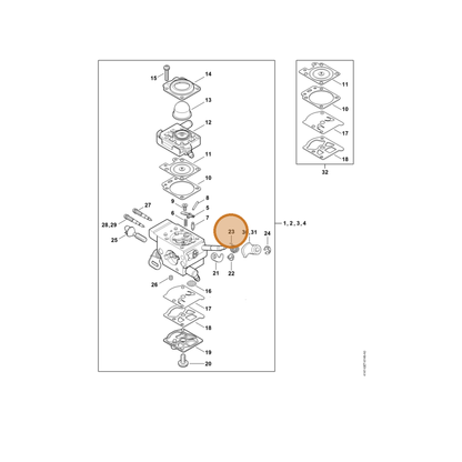 STIHL part 4147-122-3200 — IPL diagram snippet (6x zoom, amber highlight)