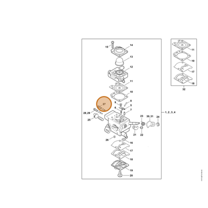 STIHL part 4147-122-6700 — IPL diagram snippet (6x zoom, amber highlight)