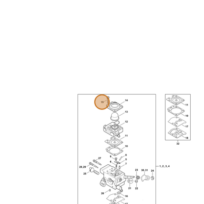 STIHL part 4147-122-7100 — IPL diagram snippet (6x zoom, amber highlight)