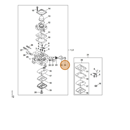 STIHL part 4147-122-9001 — IPL diagram snippet (6x zoom, amber highlight)
