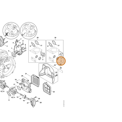 STIHL part 4147-129-0900 — IPL diagram snippet (6x zoom, amber highlight)