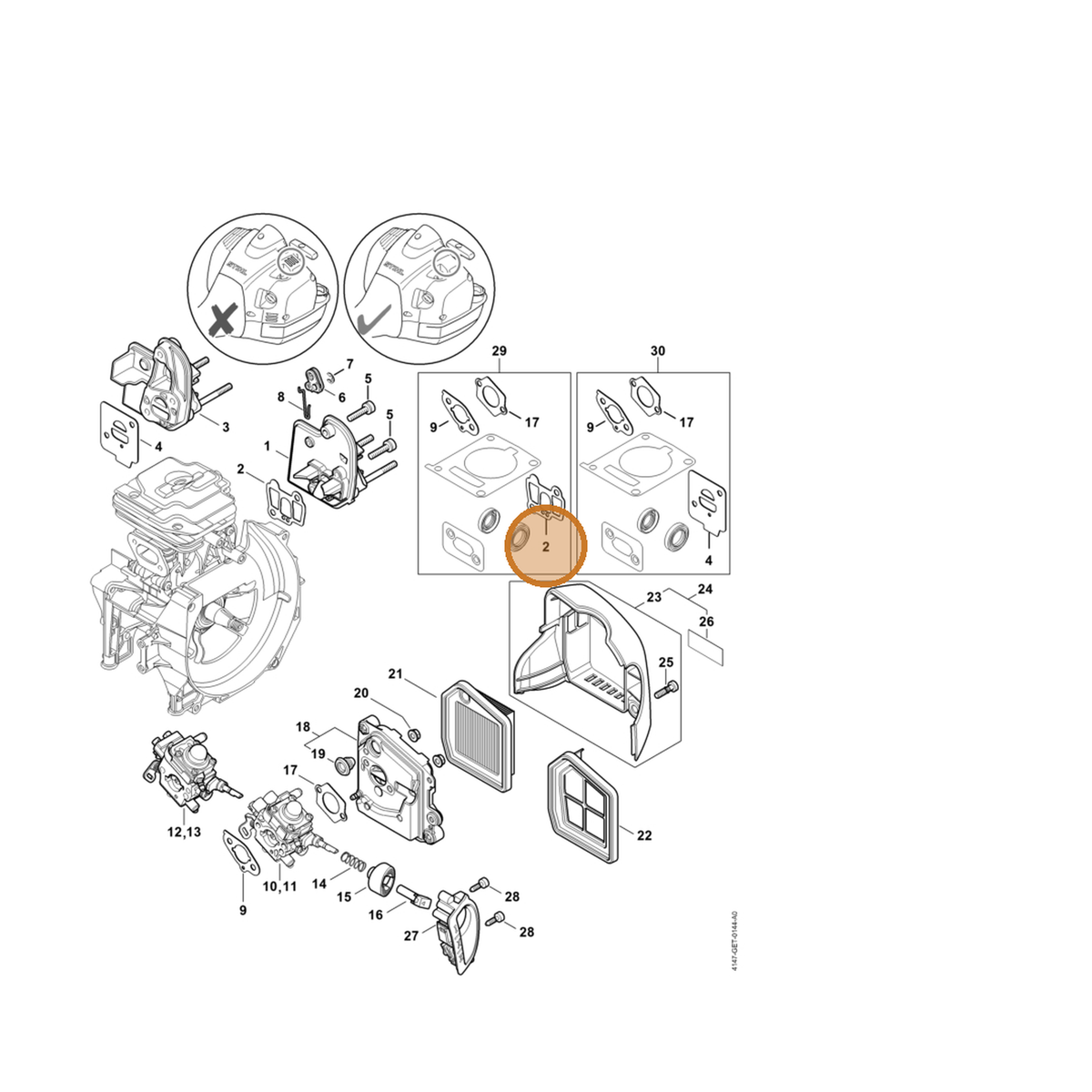 STIHL part 4147-129-0903 — IPL diagram snippet (6x zoom, amber highlight)