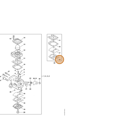STIHL part 4147-129-0904 — IPL diagram snippet (6x zoom, amber highlight)