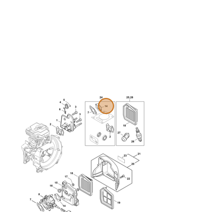 STIHL part 4147-129-0905 — IPL diagram snippet (6x zoom, amber highlight)