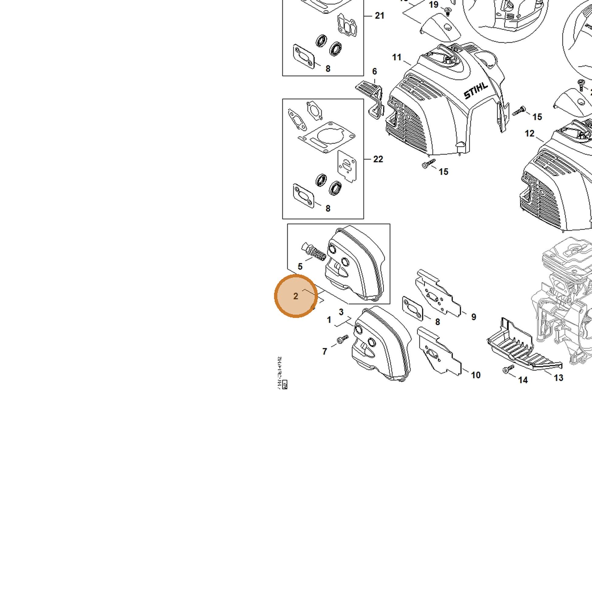 STIHL part 4147-140-0606 — IPL diagram snippet (6x zoom, amber highlight)