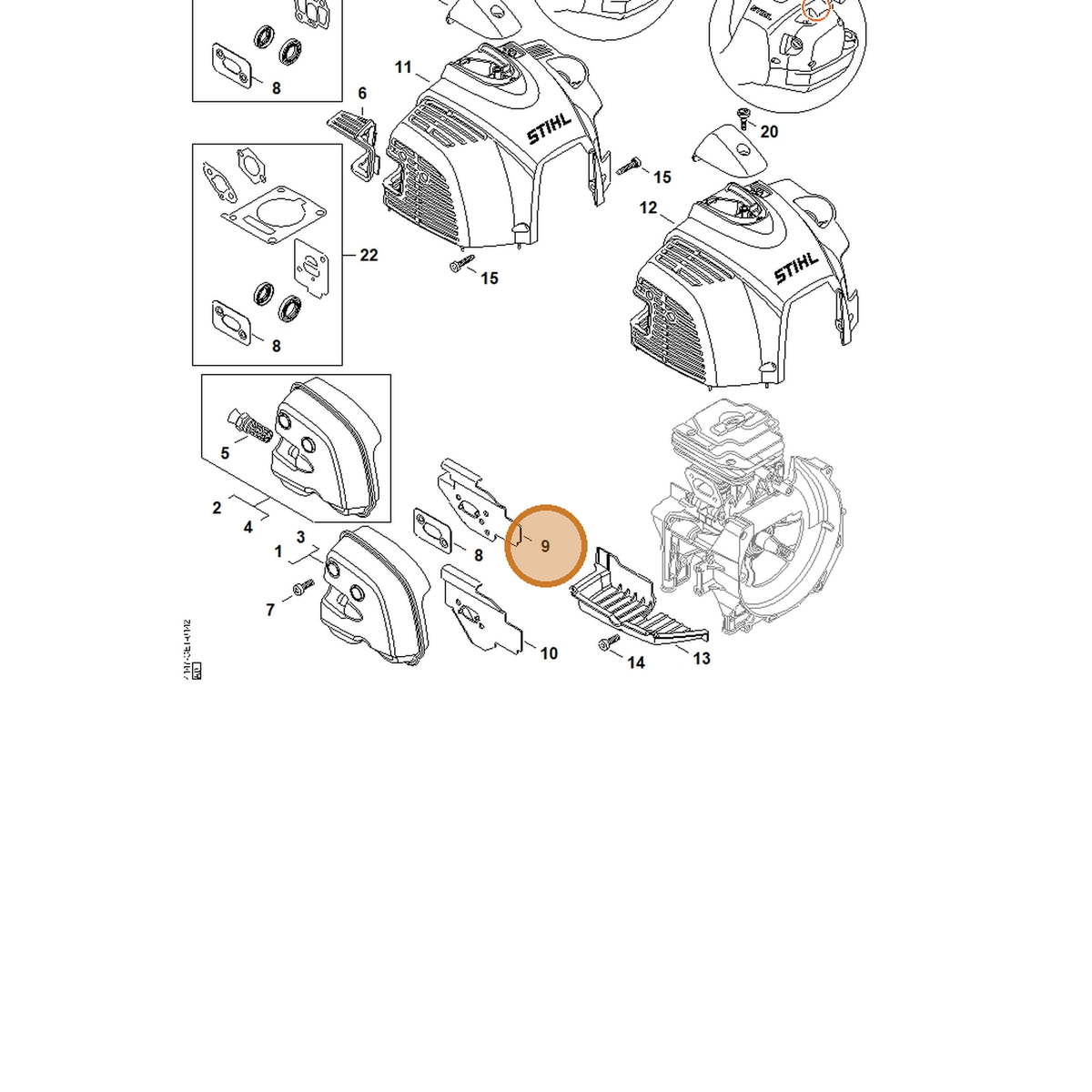 STIHL part 4147-141-3201 — IPL diagram snippet (6x zoom, amber highlight)