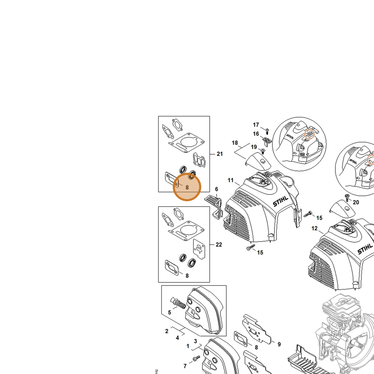 STIHL part 4147-149-0601 — IPL diagram snippet (6x zoom, amber highlight)