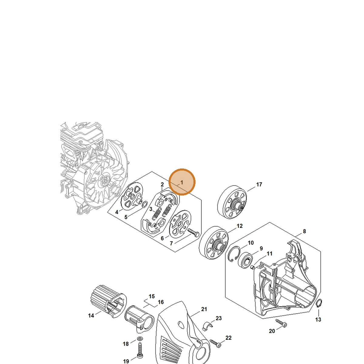 STIHL part 4147-160-2002 — IPL diagram snippet (6x zoom, amber highlight)