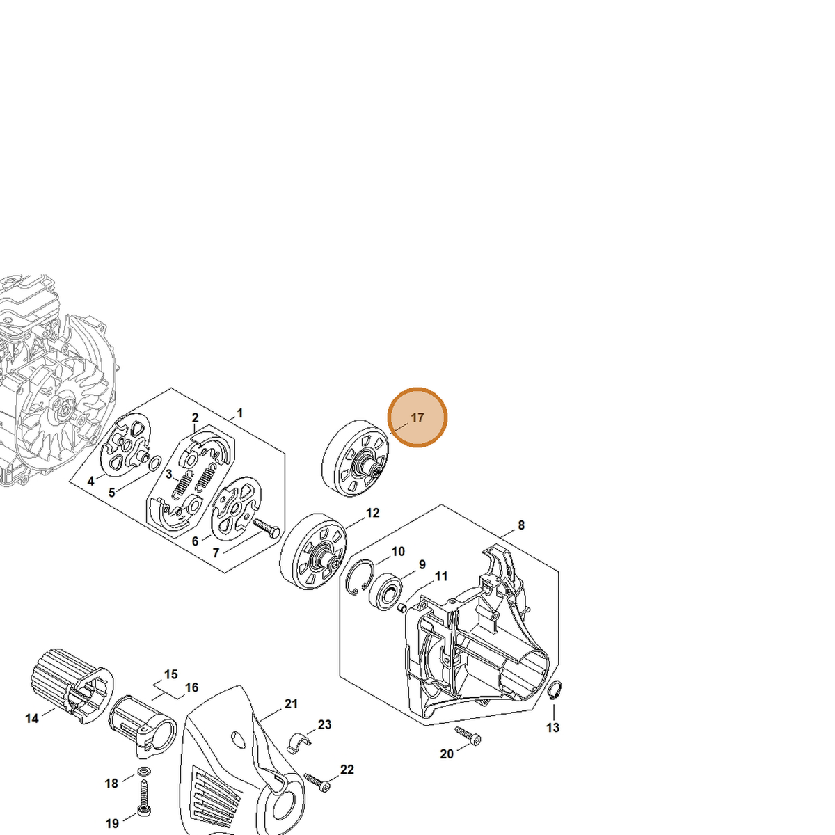 STIHL part 4147-160-2902 — IPL diagram snippet (6x zoom, amber highlight)