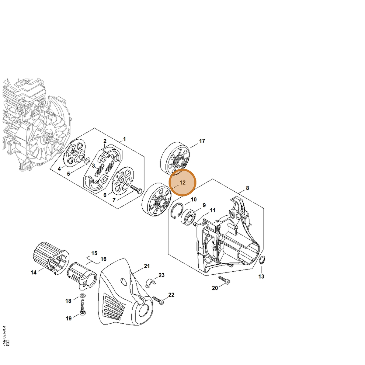 STIHL part 4147-160-2903 — IPL diagram snippet (6x zoom, amber highlight)