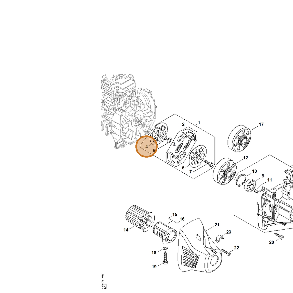 STIHL part 4147-160-3000 — IPL diagram snippet (6x zoom, amber highlight)