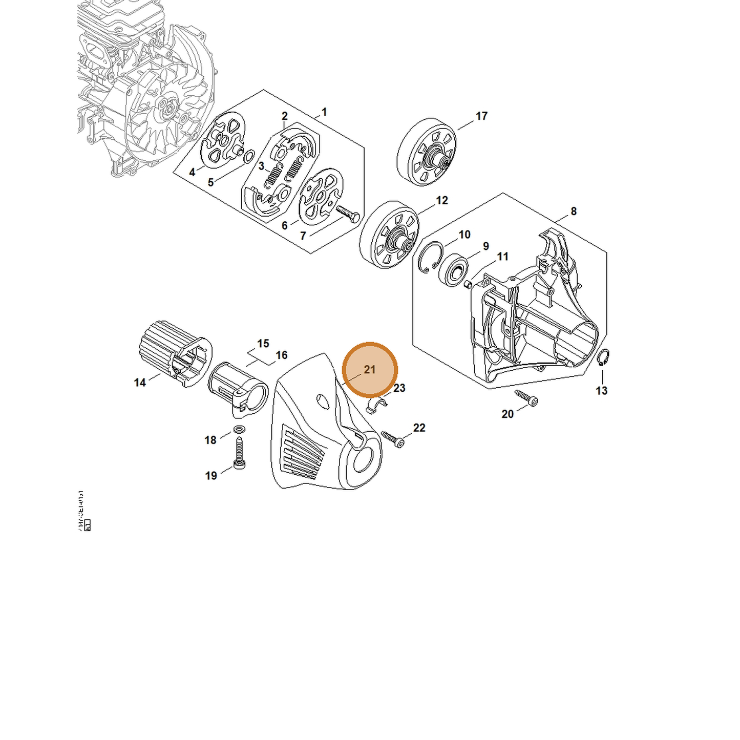 STIHL part 4147-161-1201 — IPL diagram snippet (6x zoom, amber highlight)