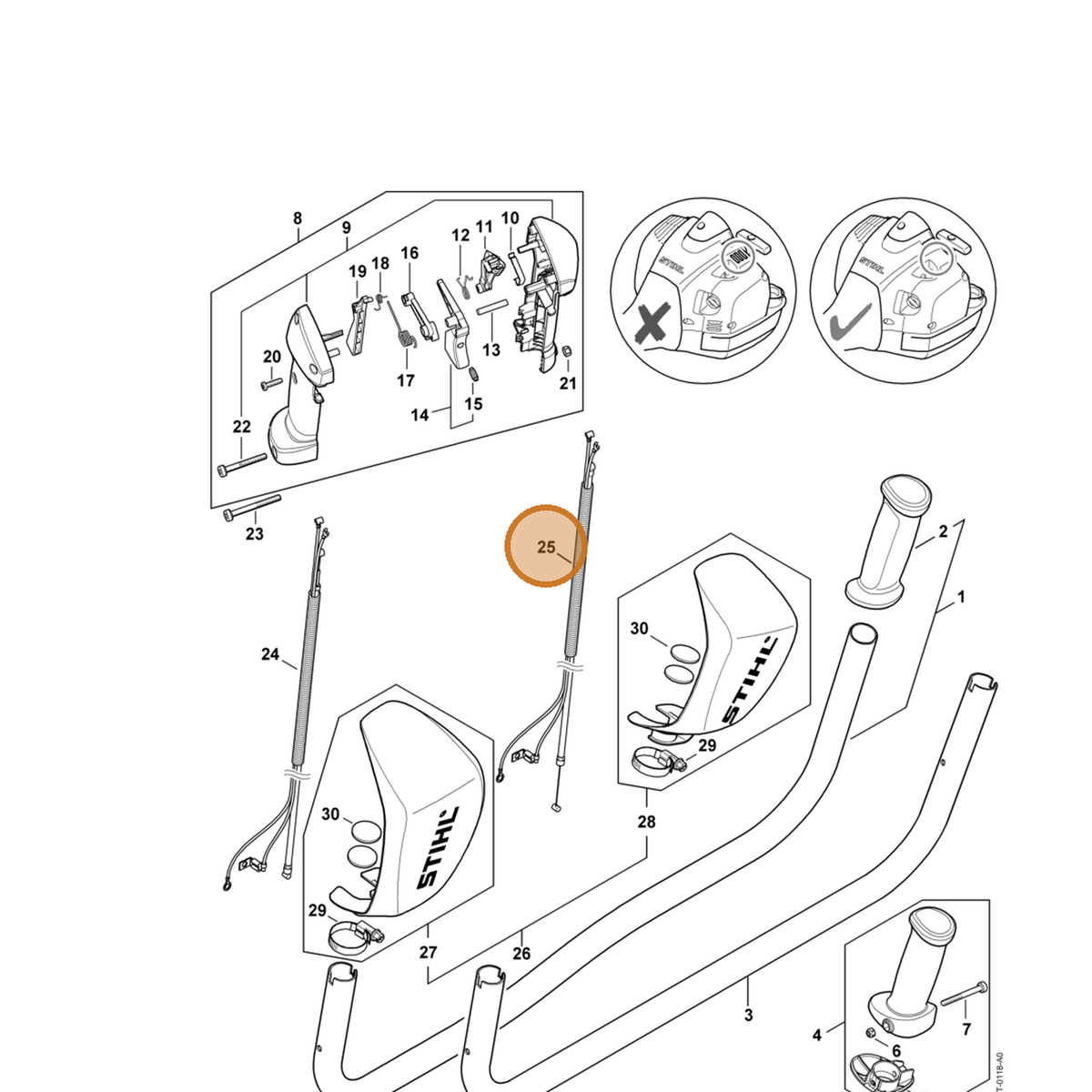 STIHL part 4147-180-1100 — IPL diagram snippet (6x zoom, amber highlight)