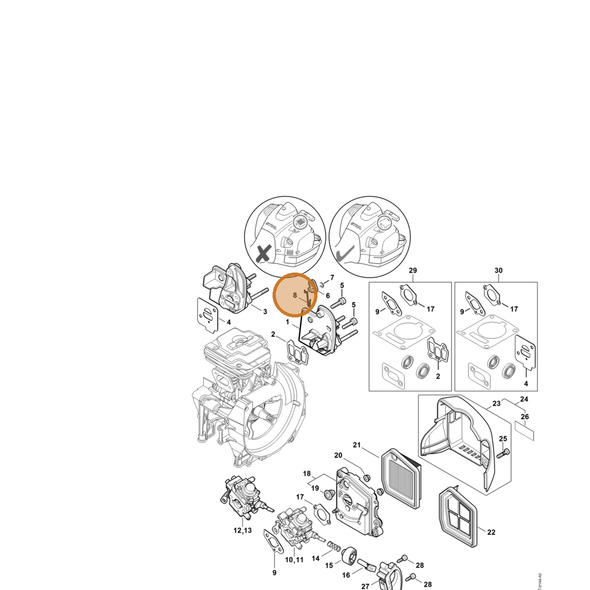 STIHL part 4147-182-1500 — IPL diagram snippet (6x zoom, amber highlight)