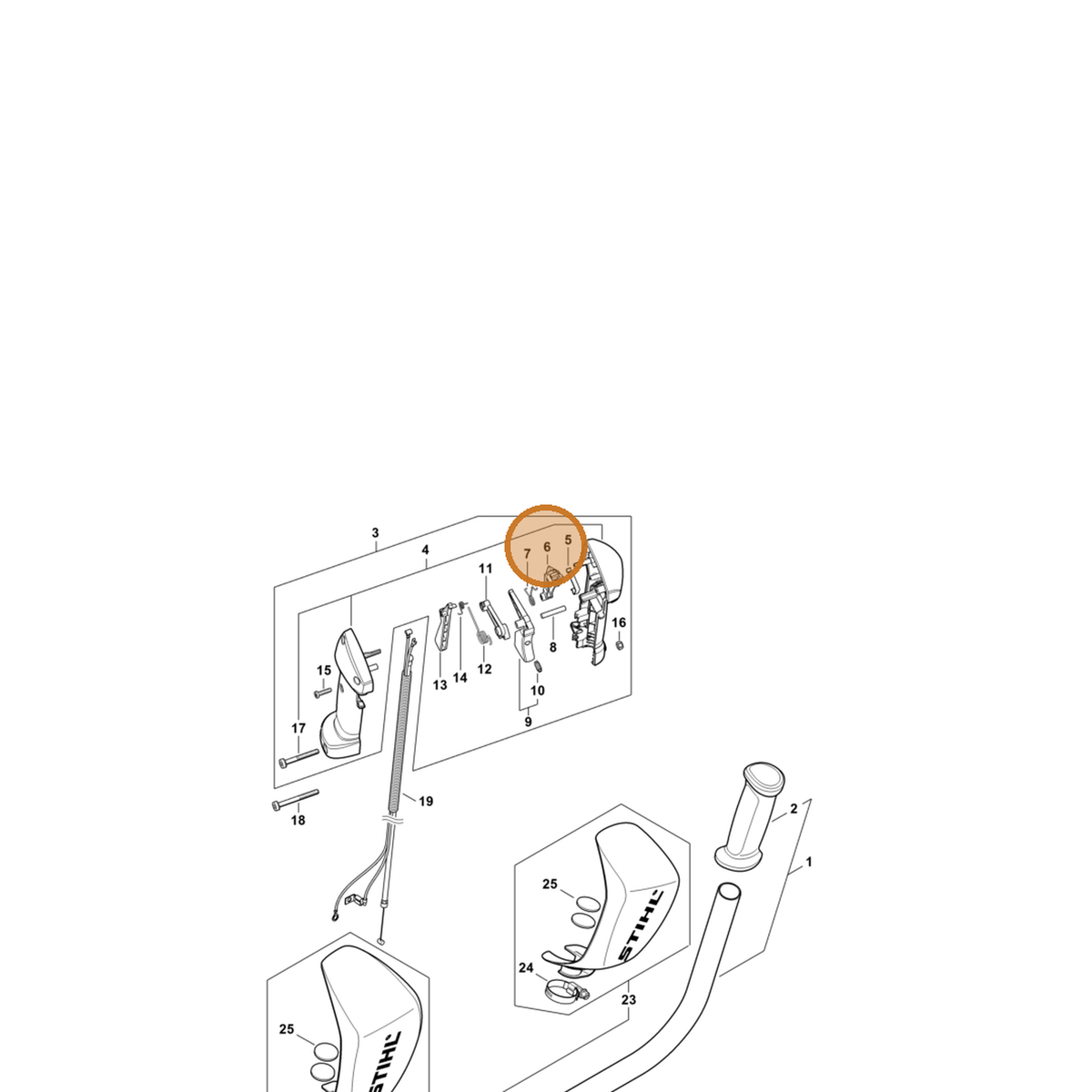 STIHL part 4147-182-2801 — IPL diagram snippet (6x zoom, amber highlight)