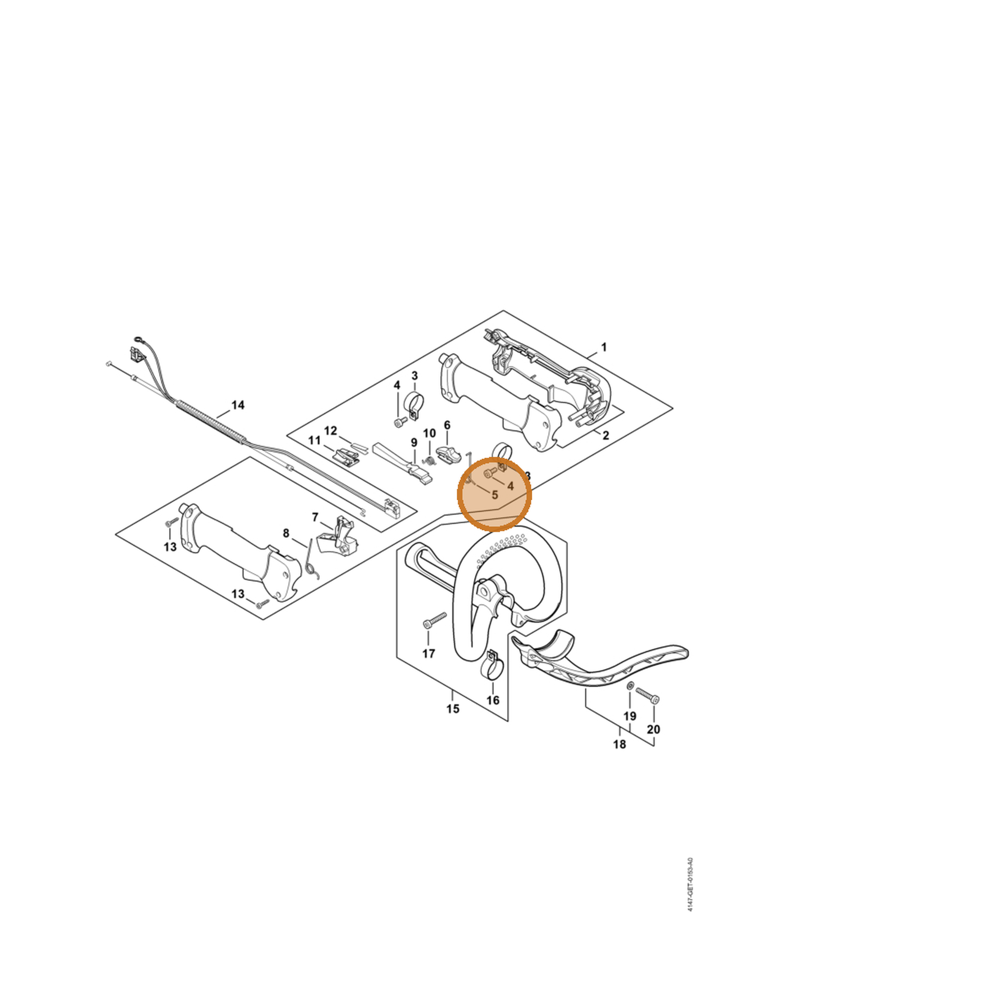 STIHL part 4147-182-4500 — IPL diagram snippet (6x zoom, amber highlight)