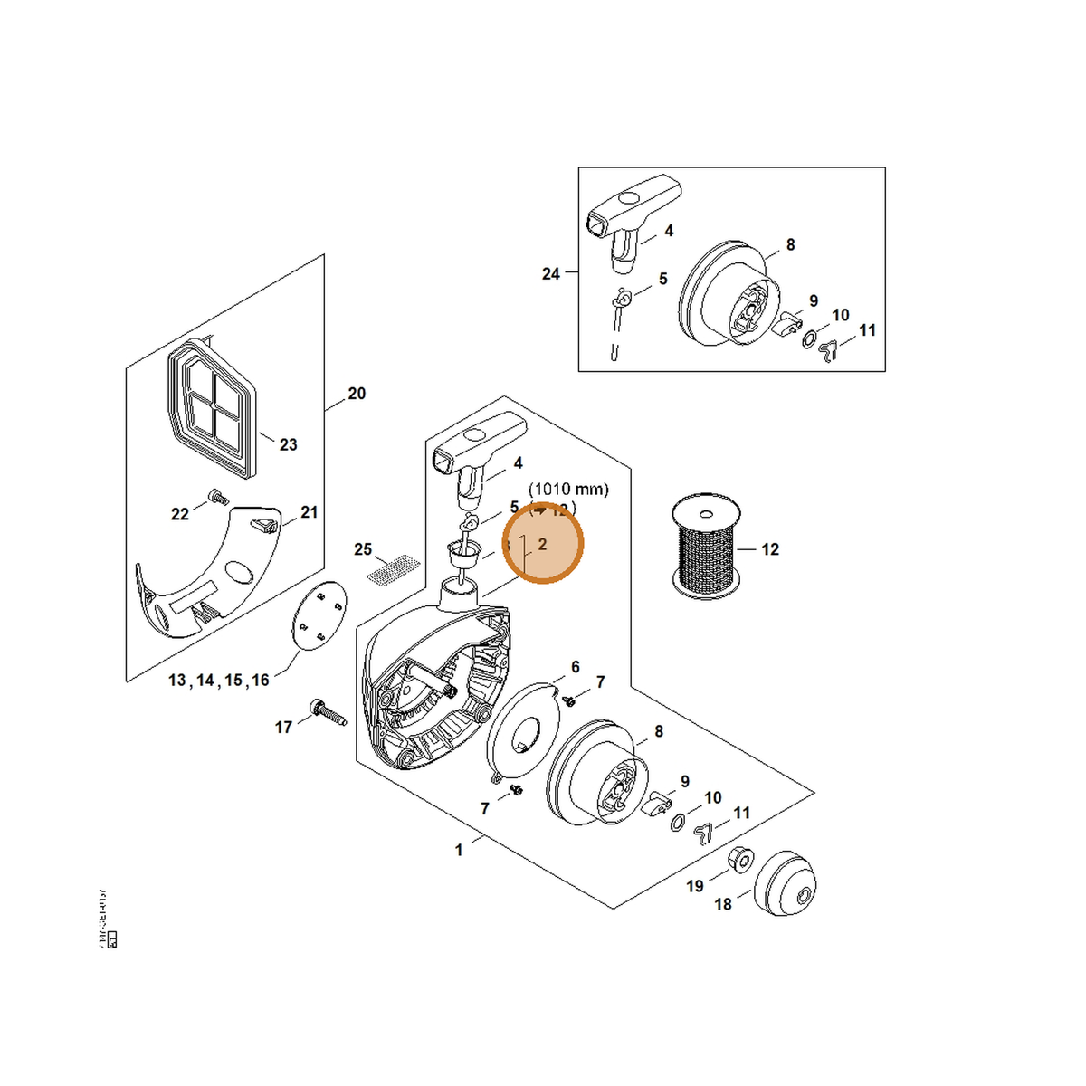 STIHL part 4147-190-0404 — IPL diagram snippet (6x zoom, amber highlight)