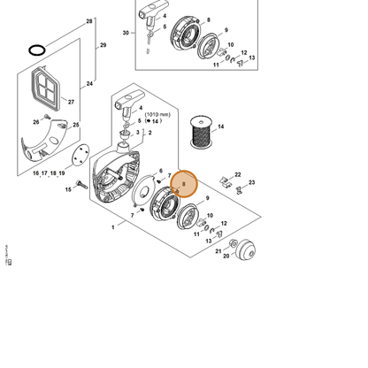 STIHL part 4147-190-1011 — IPL diagram snippet (6x zoom, amber highlight)