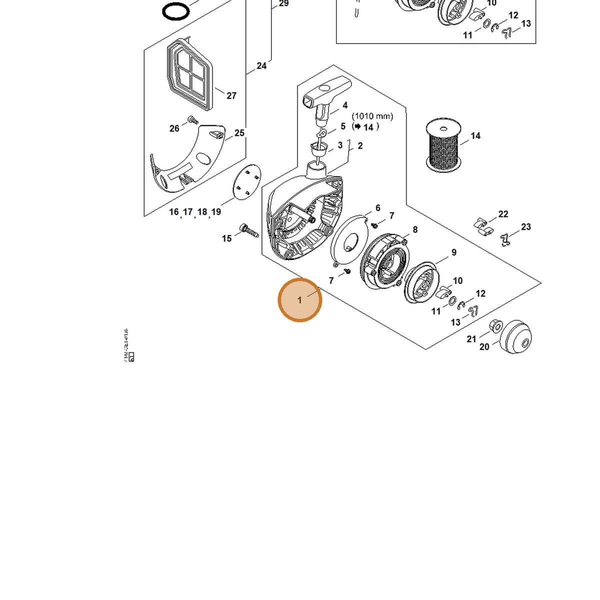 STIHL part 4147-190-4012 — IPL diagram snippet (6x zoom, amber highlight)
