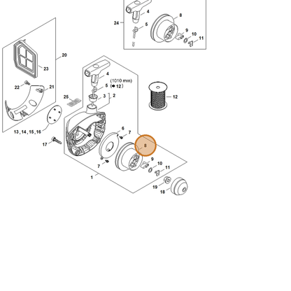 STIHL part 4147-195-0401 — IPL diagram snippet (6x zoom, amber highlight)