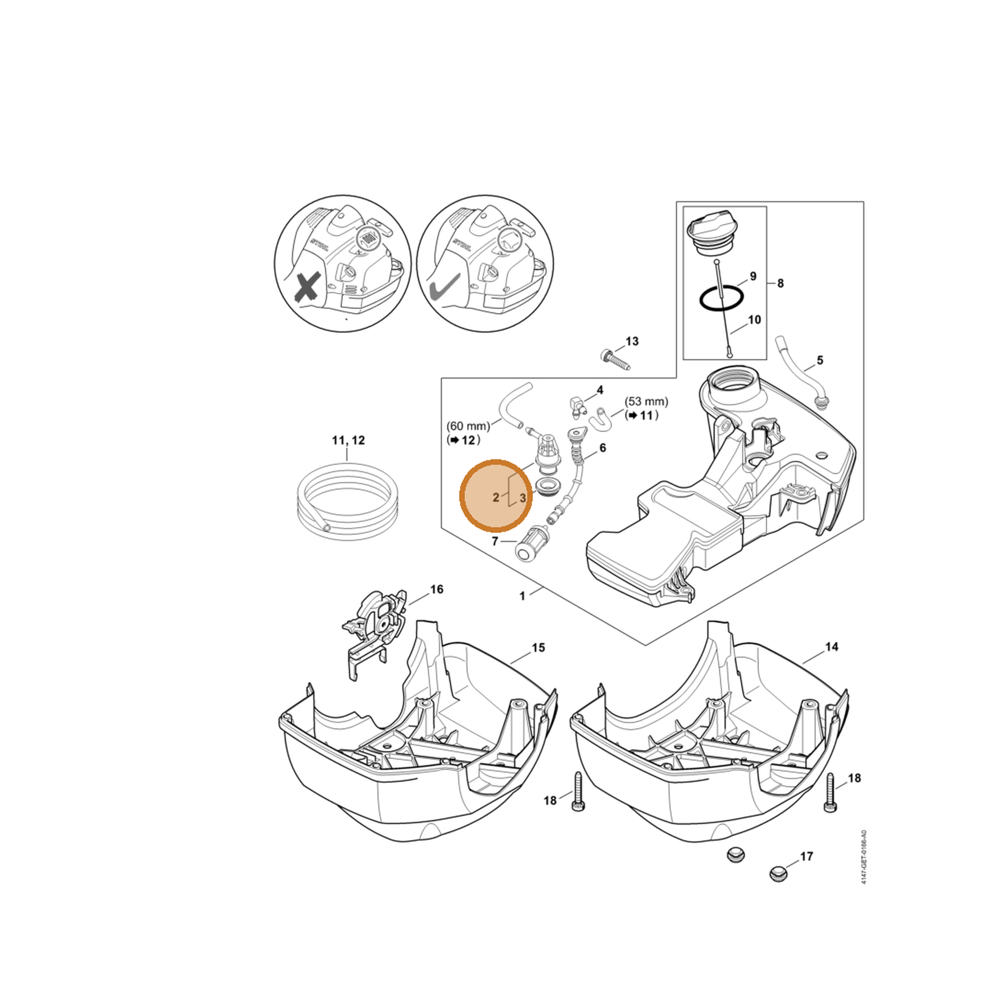 STIHL part 4147-350-5802 — IPL diagram snippet (6x zoom, amber highlight)