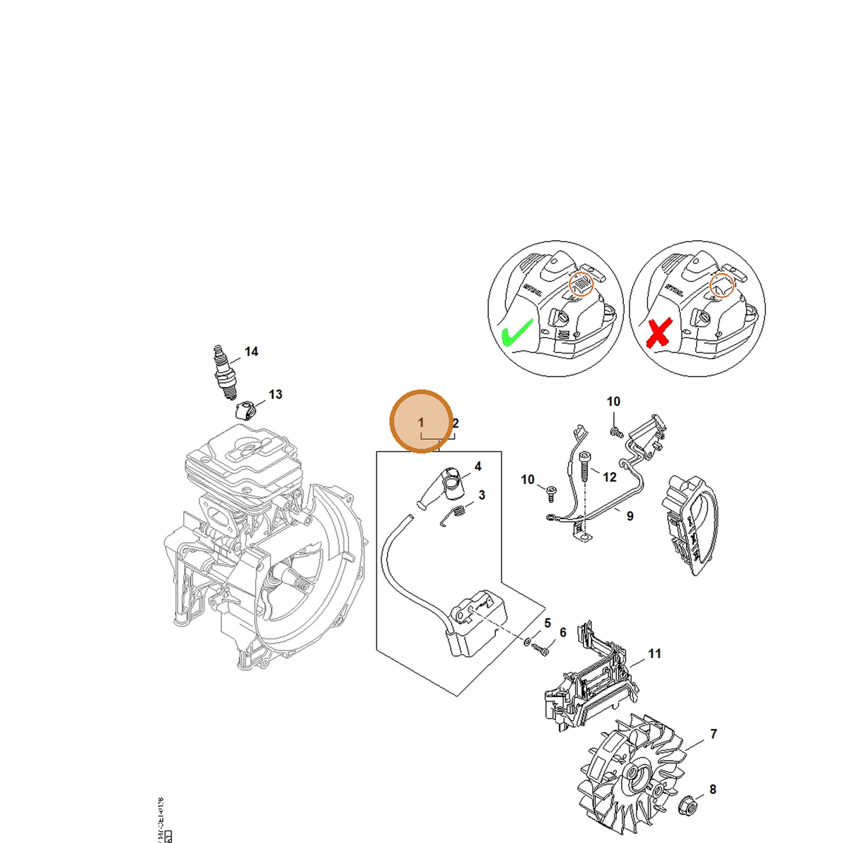 STIHL part 4147-400-1310 — IPL diagram snippet (6x zoom, amber highlight)