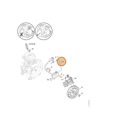STIHL part 4147-400-1313 — IPL diagram snippet (6x zoom, amber highlight)