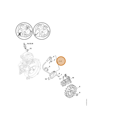 STIHL part 4147-400-1314 — IPL diagram snippet (6x zoom, amber highlight)