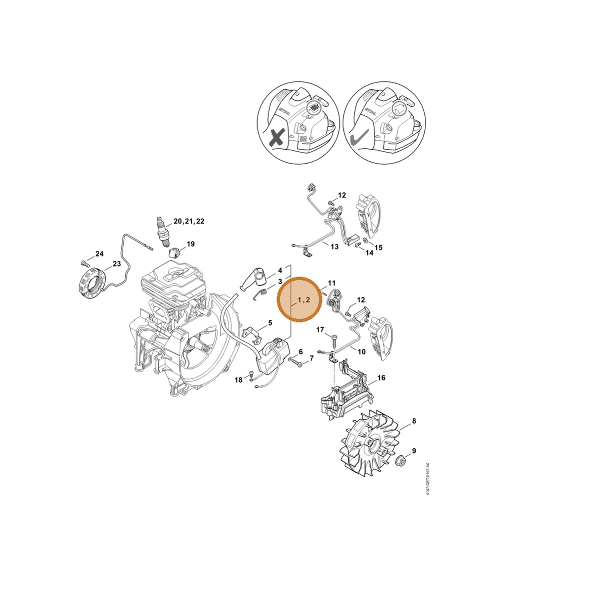STIHL part 4147-400-4718 — IPL diagram snippet (6x zoom, amber highlight)