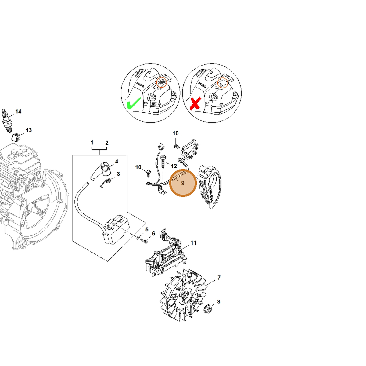 STIHL part 4147-440-3006 — IPL diagram snippet (6x zoom, amber highlight)