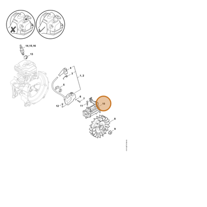 STIHL part 4147-448-1207 — IPL diagram snippet (6x zoom, amber highlight)