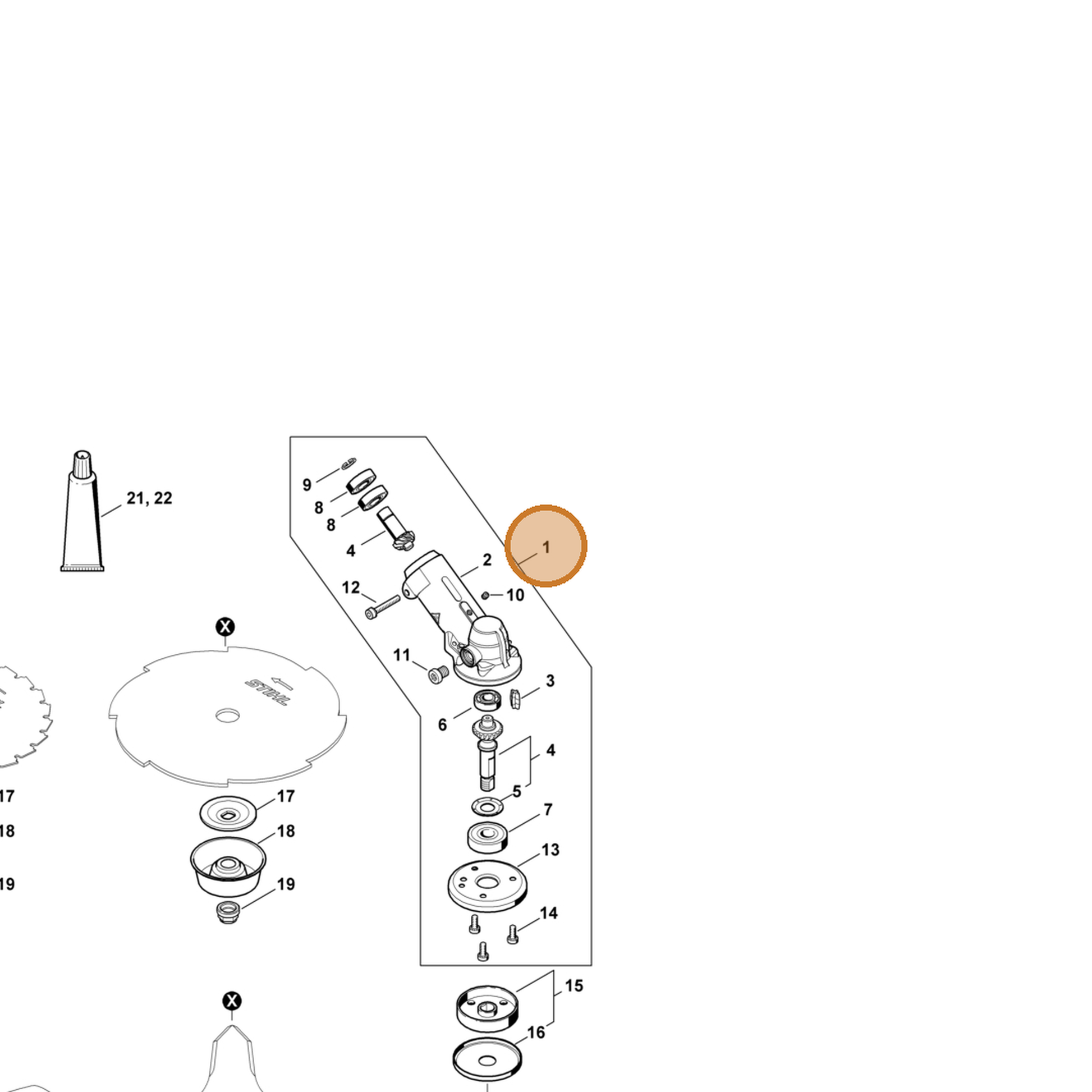 STIHL part 4147-640-0106 — IPL diagram snippet (6x zoom, amber highlight)