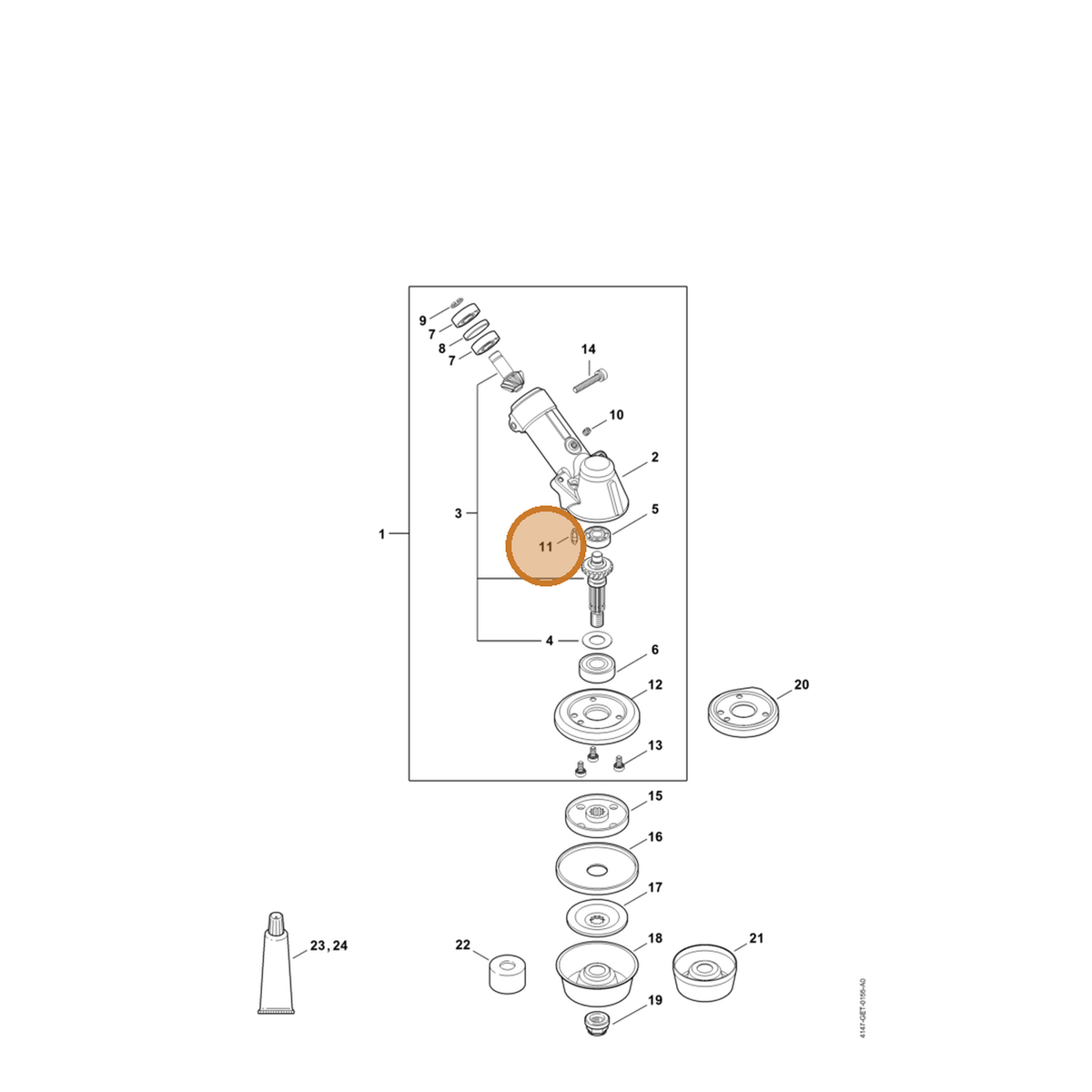 STIHL part 4147-641-0800 — IPL diagram snippet (6x zoom, amber highlight)
