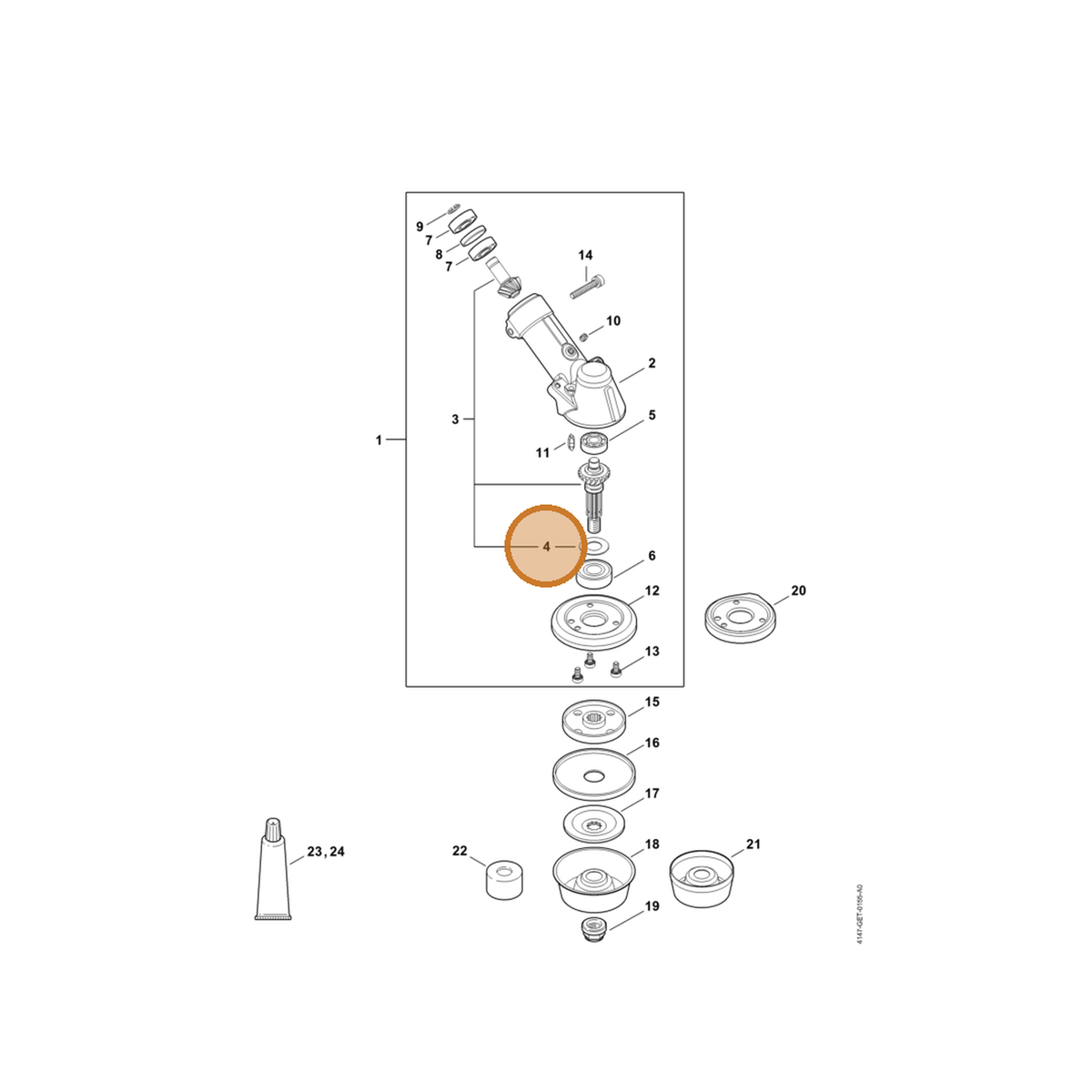 STIHL part 4147-642-9500 — IPL diagram snippet (6x zoom, amber highlight)