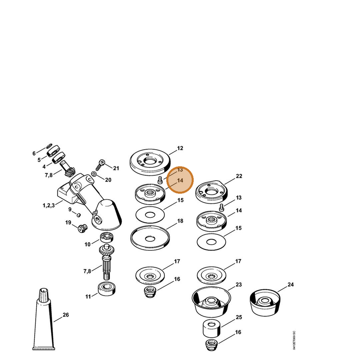 STIHL part 4147-710-3800 — IPL diagram snippet (6x zoom, amber highlight)