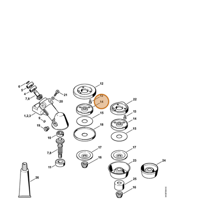 STIHL part 4147-710-3800 — IPL diagram snippet (6x zoom, amber highlight)