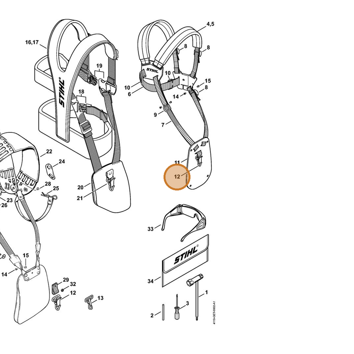STIHL part 4147-710-6900 — IPL diagram snippet (6x zoom, amber highlight)