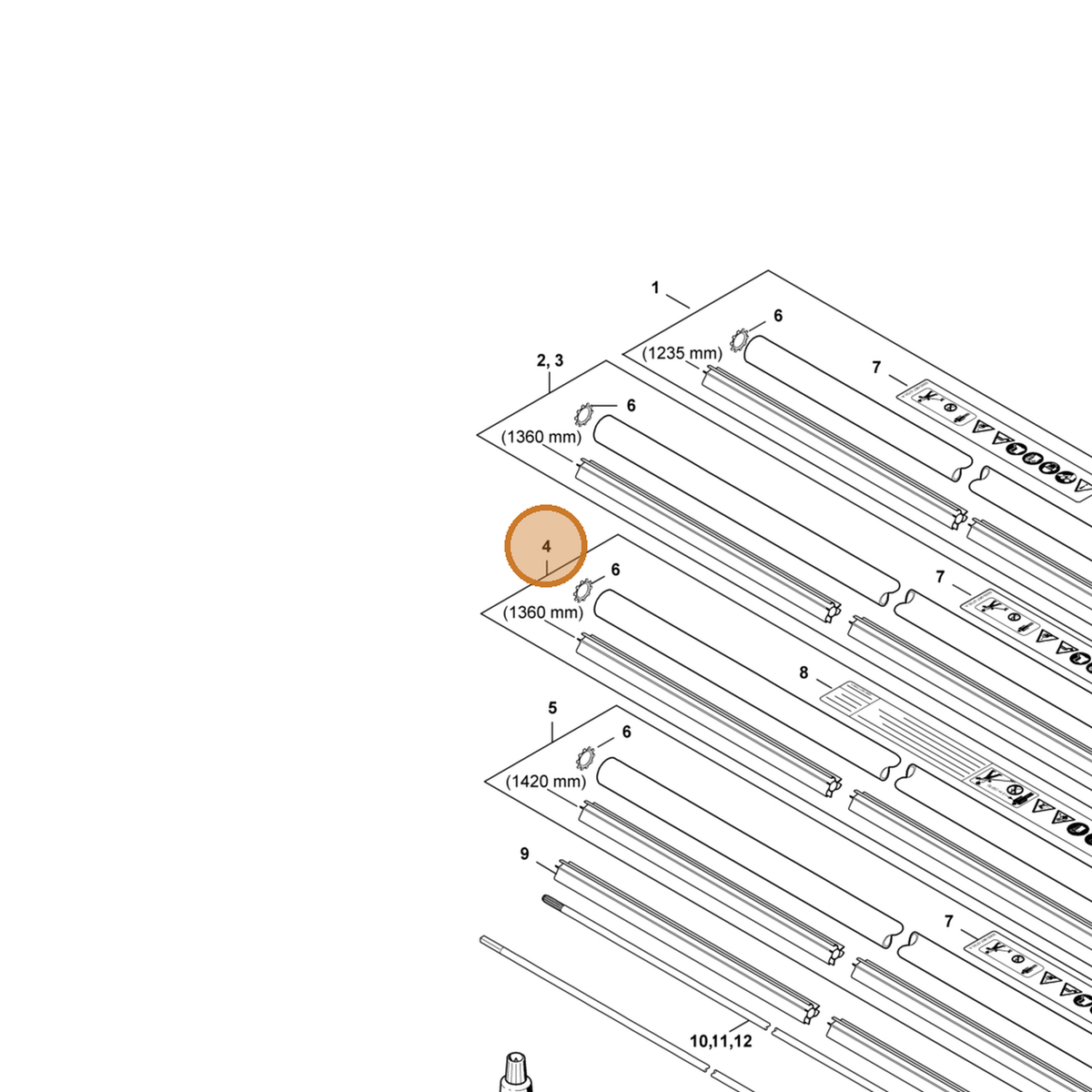 STIHL part 4147-710-7108 — IPL diagram snippet (6x zoom, amber highlight)