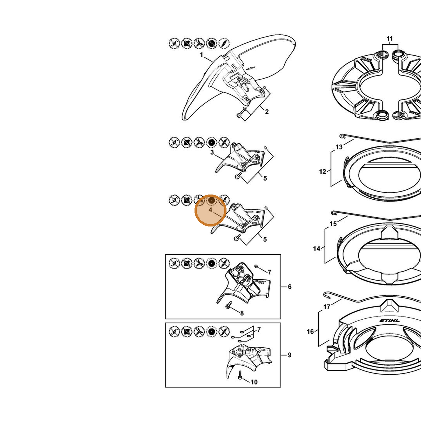 STIHL part 4147-710-8201 — IPL diagram snippet (6x zoom, amber highlight)