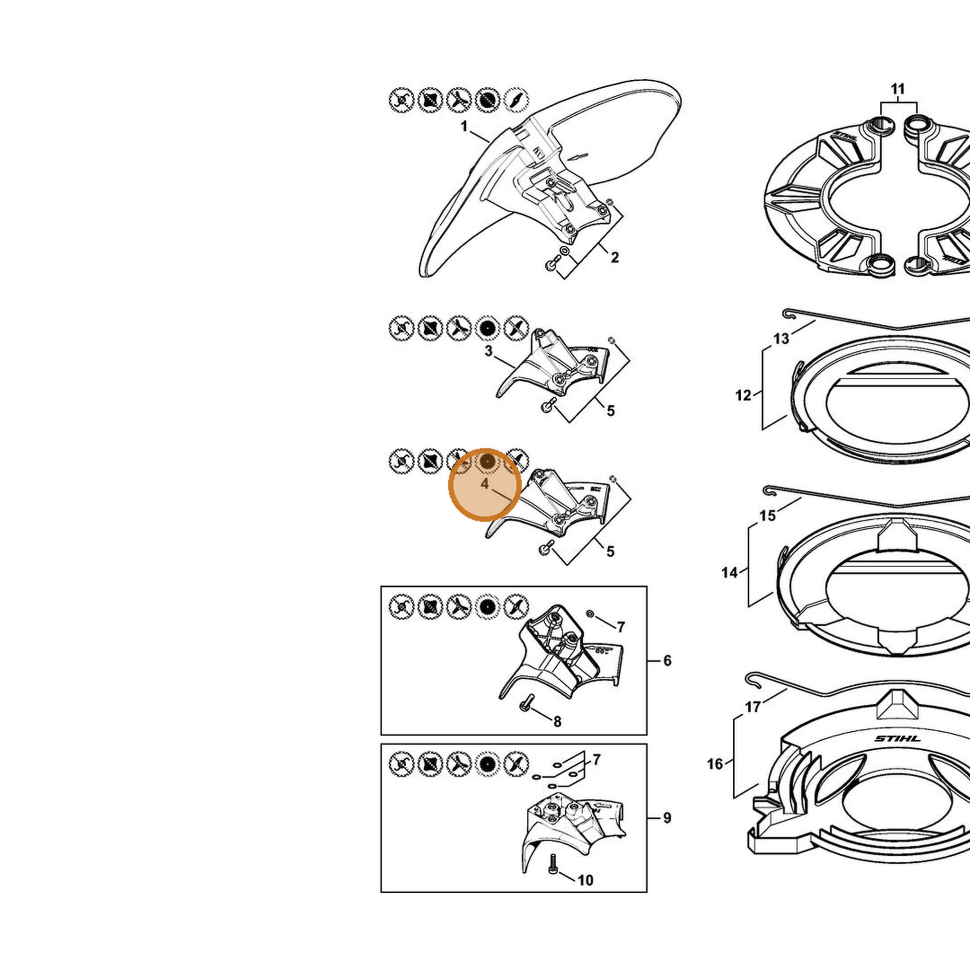 STIHL part 4147-710-8201 — IPL diagram snippet (6x zoom, amber highlight)