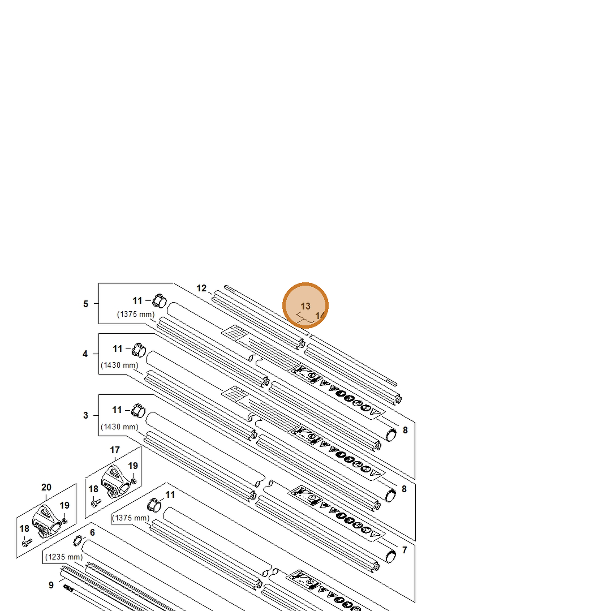 STIHL part 4147-711-3201 — IPL diagram snippet (6x zoom, amber highlight)