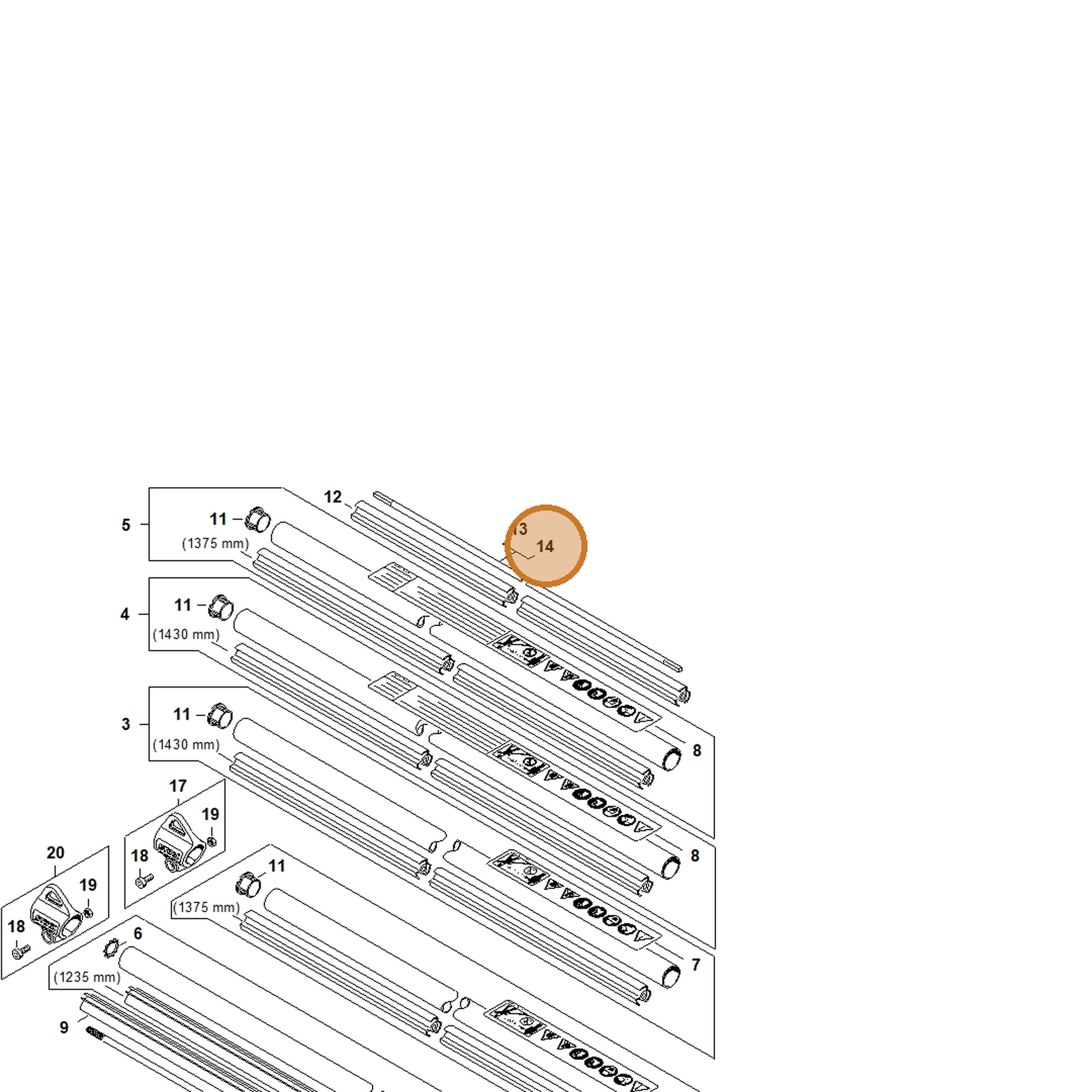 STIHL part 4147-711-3211 — IPL diagram snippet (6x zoom, amber highlight)