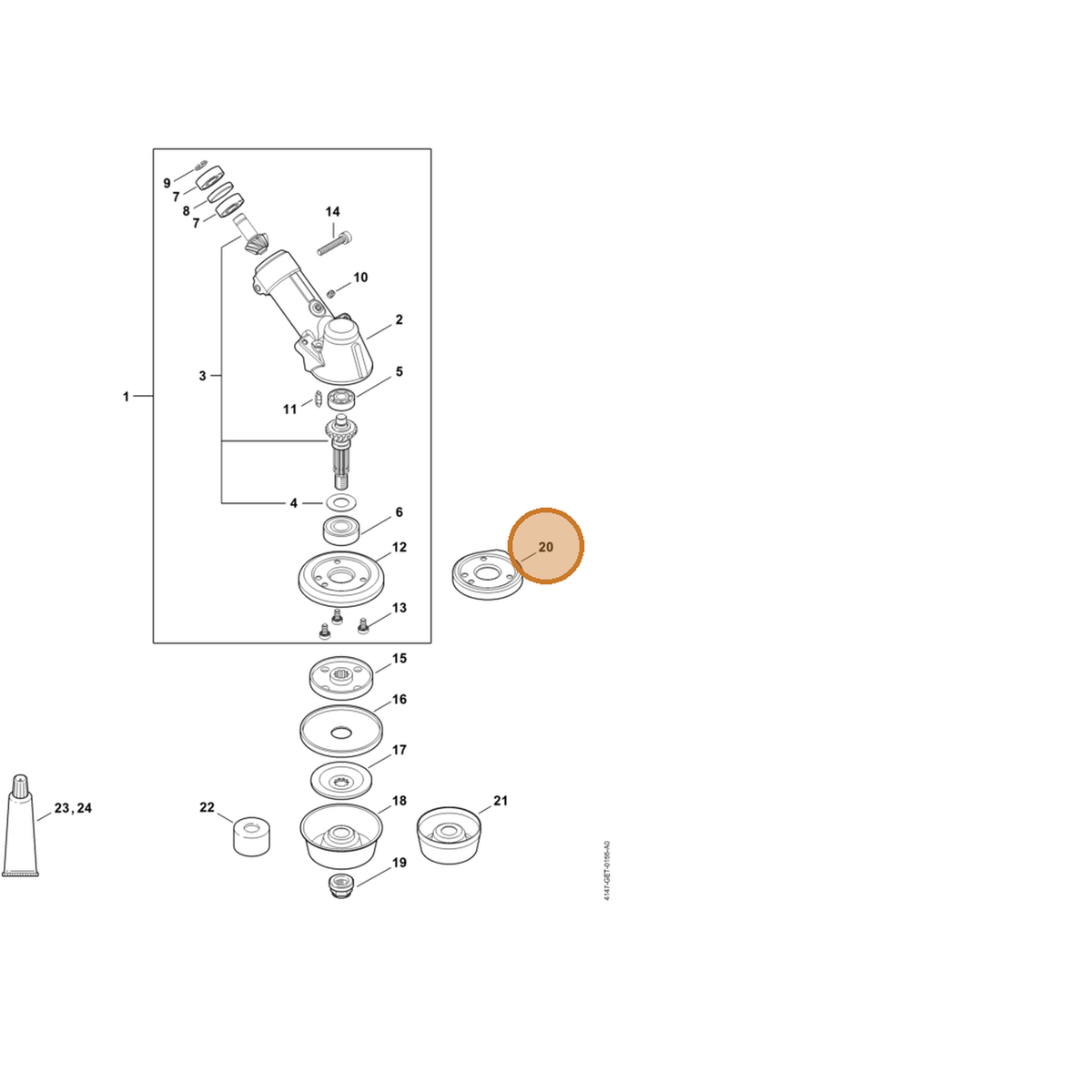 STIHL part 4147-717-2701 — IPL diagram snippet (6x zoom, amber highlight)