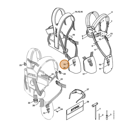 STIHL part 4147-740-2500 — IPL diagram snippet (6x zoom, amber highlight)