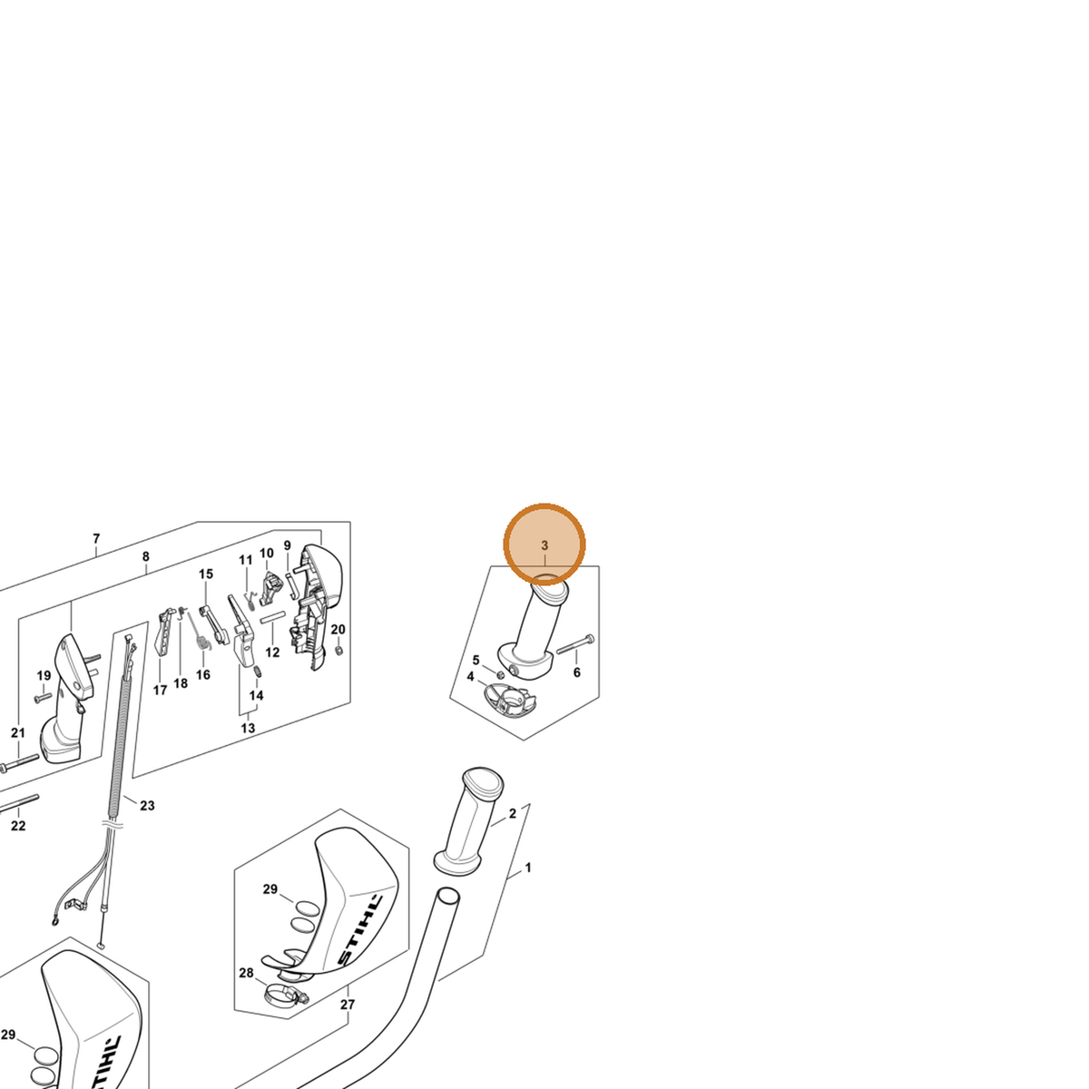 STIHL part 4147-790-0300 — IPL diagram snippet (6x zoom, amber highlight)